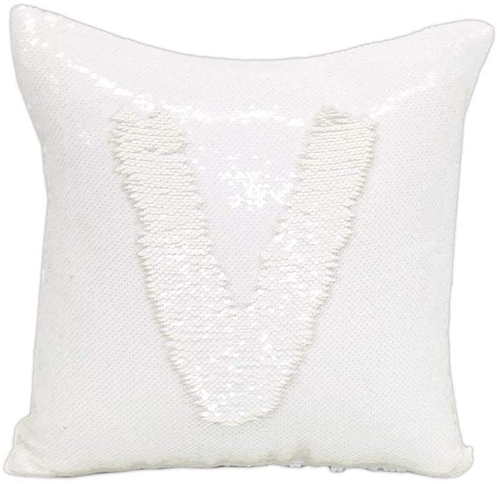 Handmade Sequin Monogram Pillow in White